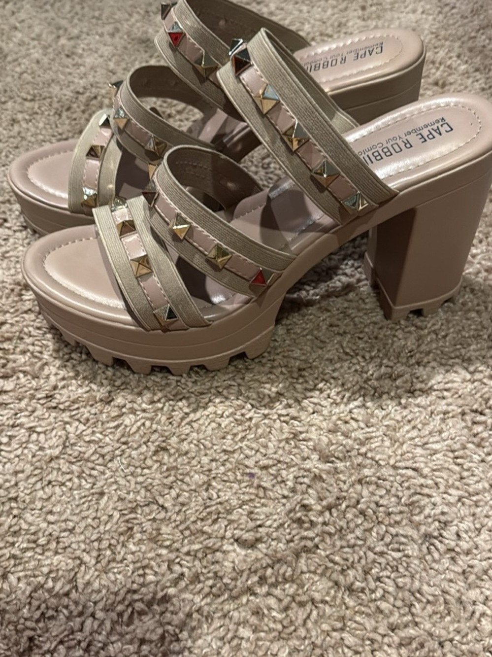 Cape Robbin Blush Studded Chunky Platform Sandals